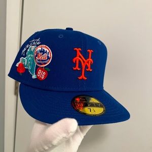 New york mets blue orange new era fitted custom embroidery 7 1/4 empire state